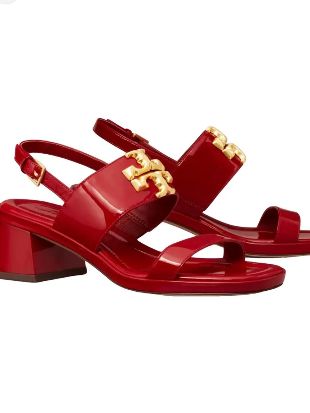 Tory Burch Eleanor Slingback Block-Heel Sandals in the shade "Tory Red 7